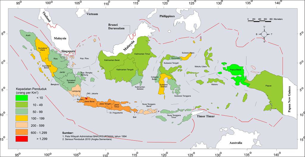 Peta Kepadatan Penduduk Indonesia 2010