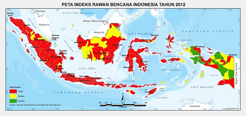 peta index rawan bencana di indonesia