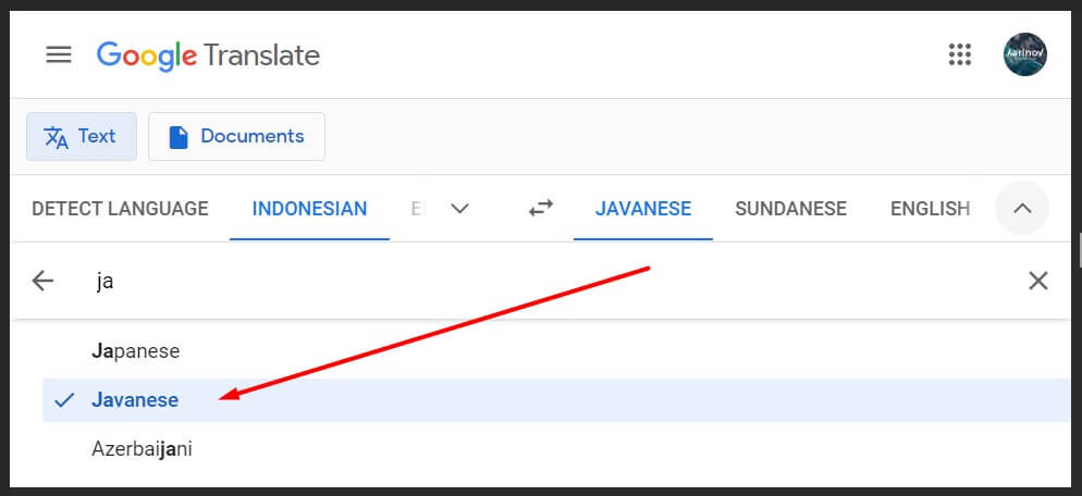 Pilih Bahasa Jawa Di Google Translate
