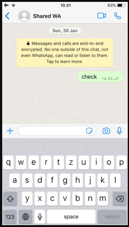 tampilan chat whatsapp iOS di ponsel iPhone